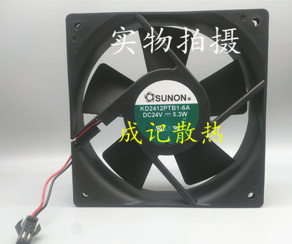 1pcs SUNON KD2412PTB1-6A 24V 5.3W 12cm 12025 2-wire inverter fan