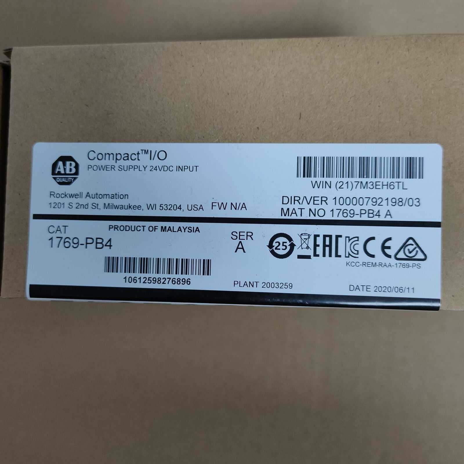 Allen-Bradley CompactLogix Power Supply 1769PB4 - ALLEN-BRADLEY