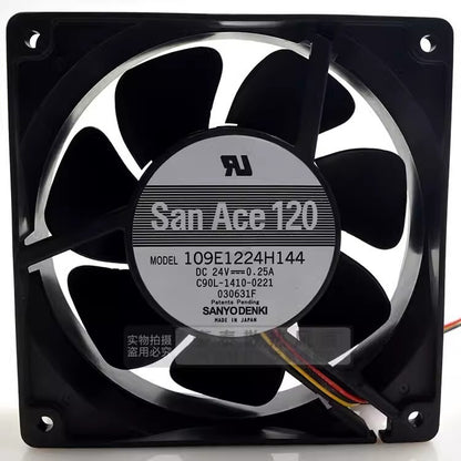 Sanyo 109E1224H144 12038 DC24V 0.25A 1 3-Wire Dual Ball Silent Cooling Fan