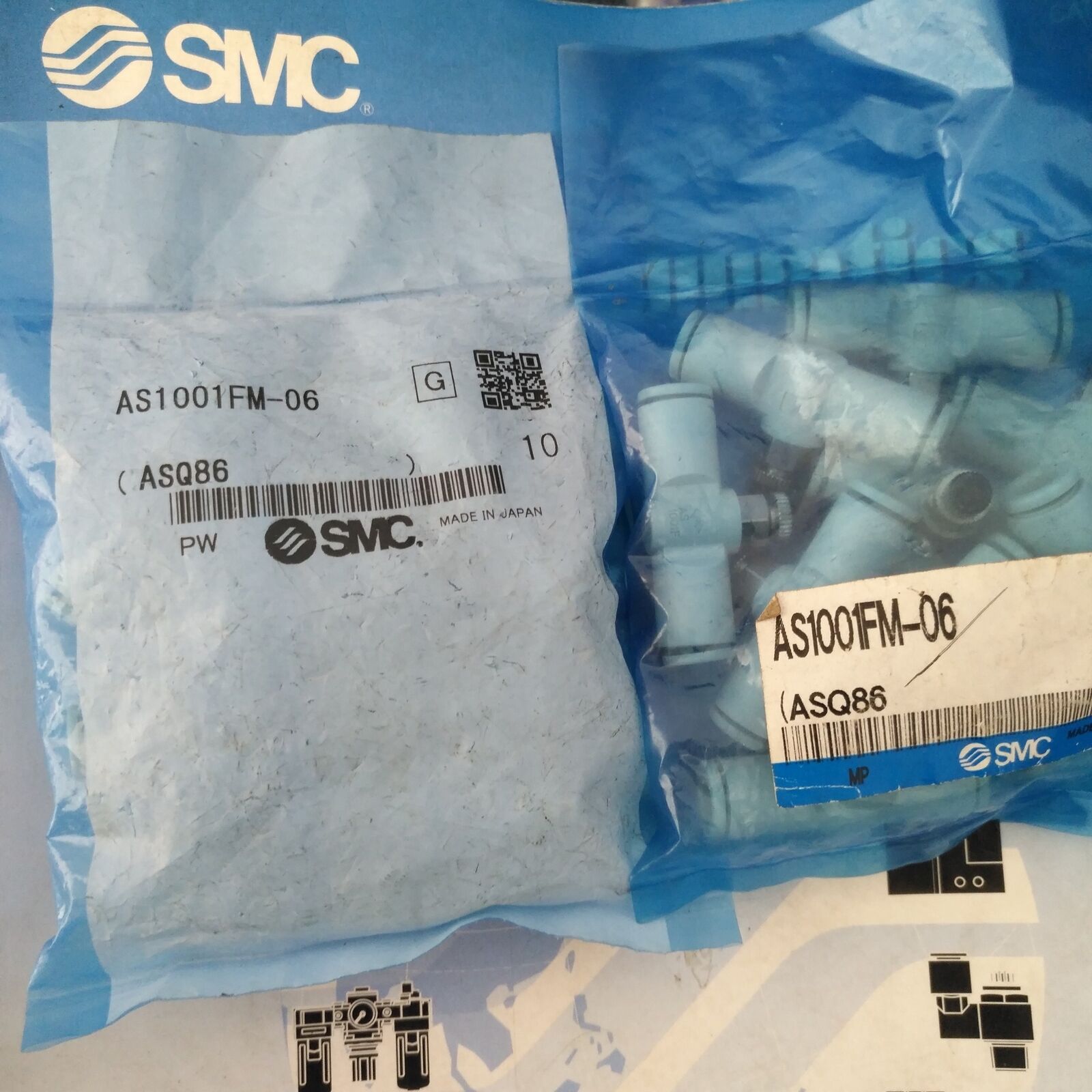 10 Piece Set SMC Throttle valve AS1001FM-06 - SMC
