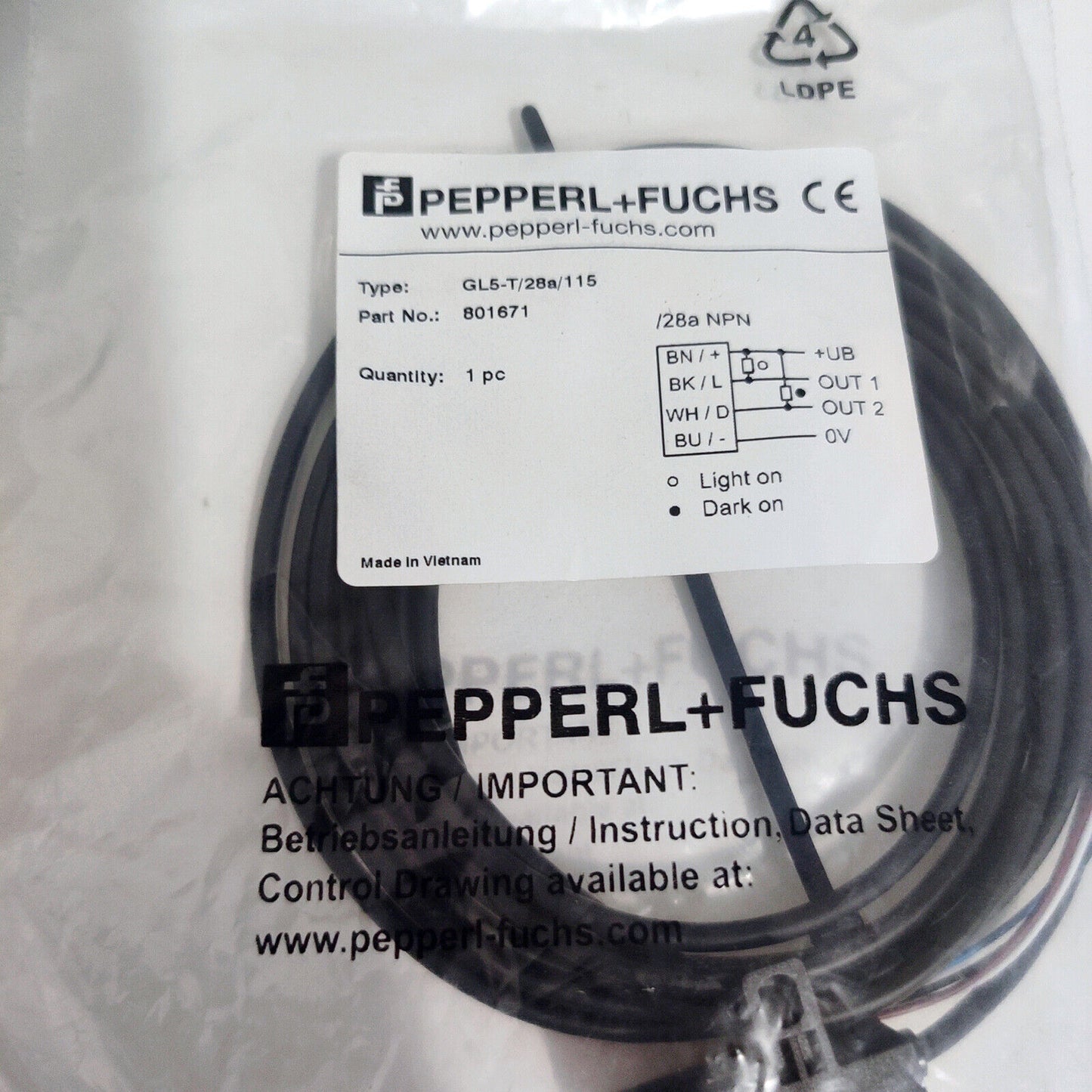 New Pepperl+Fuchs Photoelectric Switch GL5-T/28A/115 Fast Ship - PEPPERL+FUCHS