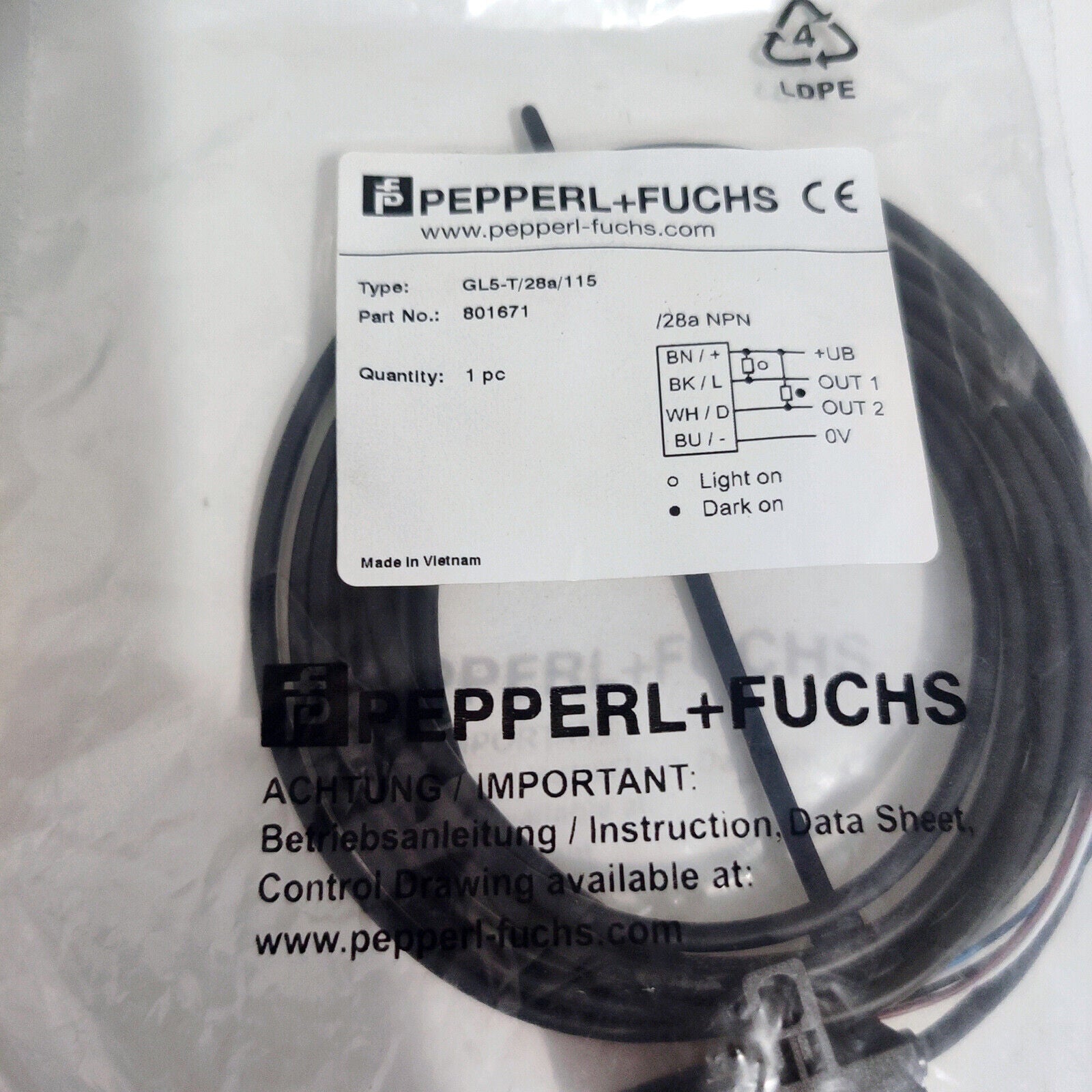 New Pepperl+Fuchs Photoelectric Switch GL5-T/28A/115 Fast Ship - PEPPERL+FUCHS