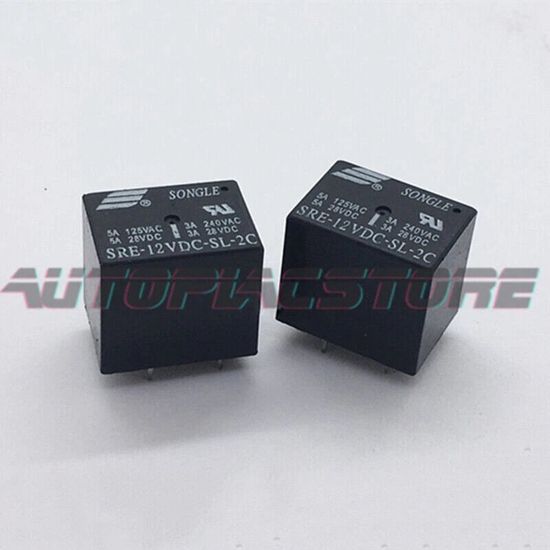 10Pcs SONGLE SRE-12VDC-SL-2C Power Relay 8Pins 5A 1250VAC~~US