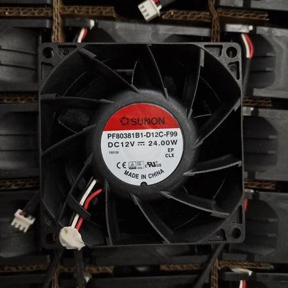 SUNON 8038 12V 24W PF80381B1-D12C-F99 3-wire switch fan 8CM