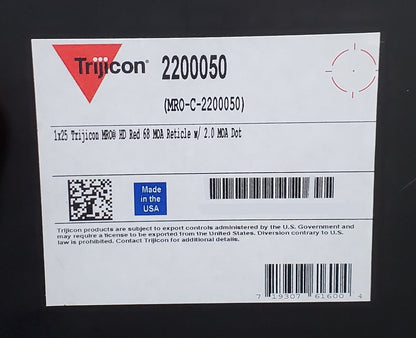 Trijicon 1x25 MRO HD Red 68 MOA Retcile w/ 2.0 MOA Dot (No Mount) #MRO-C-2200050
