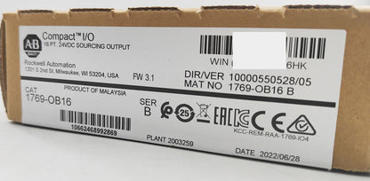 Allen-Bradley 1769-OB16 CompactLogix 16 Pt 24VDC Module Factory Sealed - ALLEN-BRADLEY