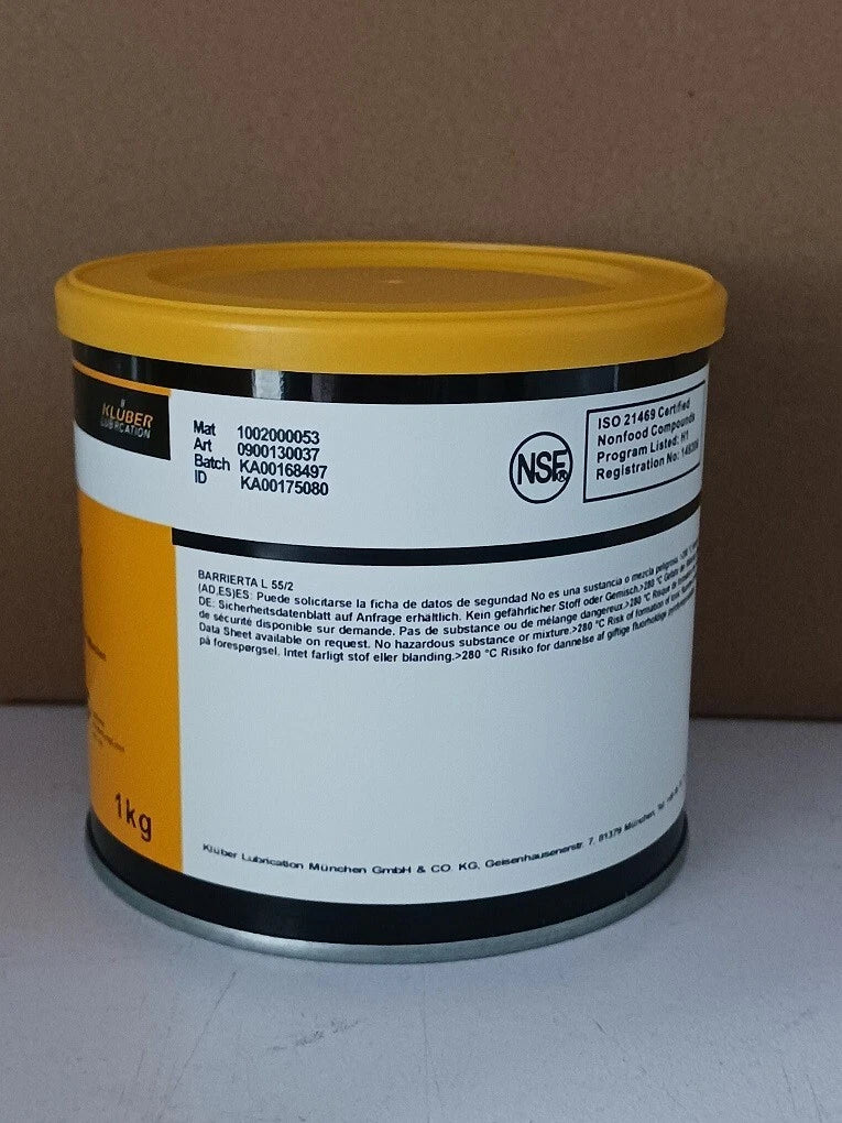 KLUBER Lubrication Barrierta L 55/2 Grease 1Kg (2.2 lb) free ship.