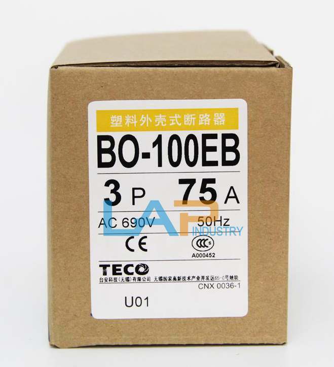 1PCS New For TECO Molded Case Circuit Breaker BO-100EB 3P 75A AC 690V TECO