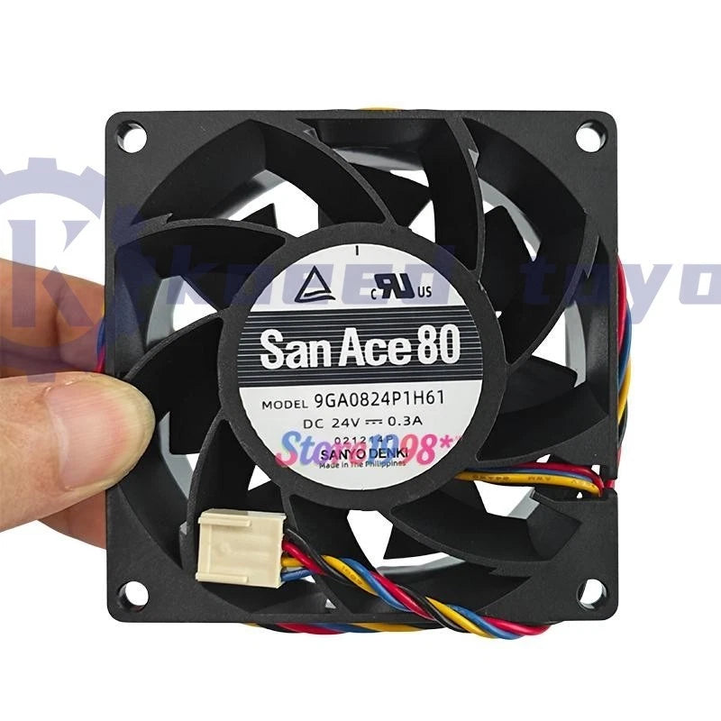 1pcs 9GA0824P1H61 Cooling Fan 8038 DC24V 0.3A 8CM 4Pin~