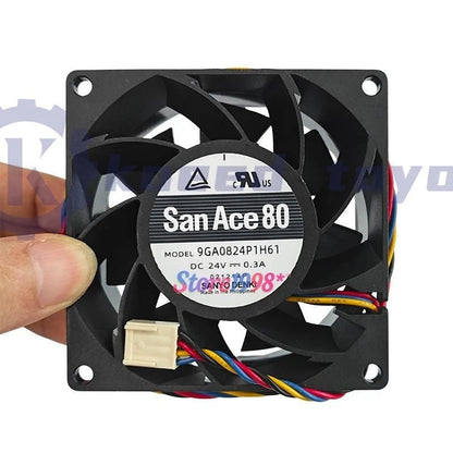 1pcs 9GA0824P1H61 Cooling Fan 8038 DC24V 0.3A 8CM 4Pin~