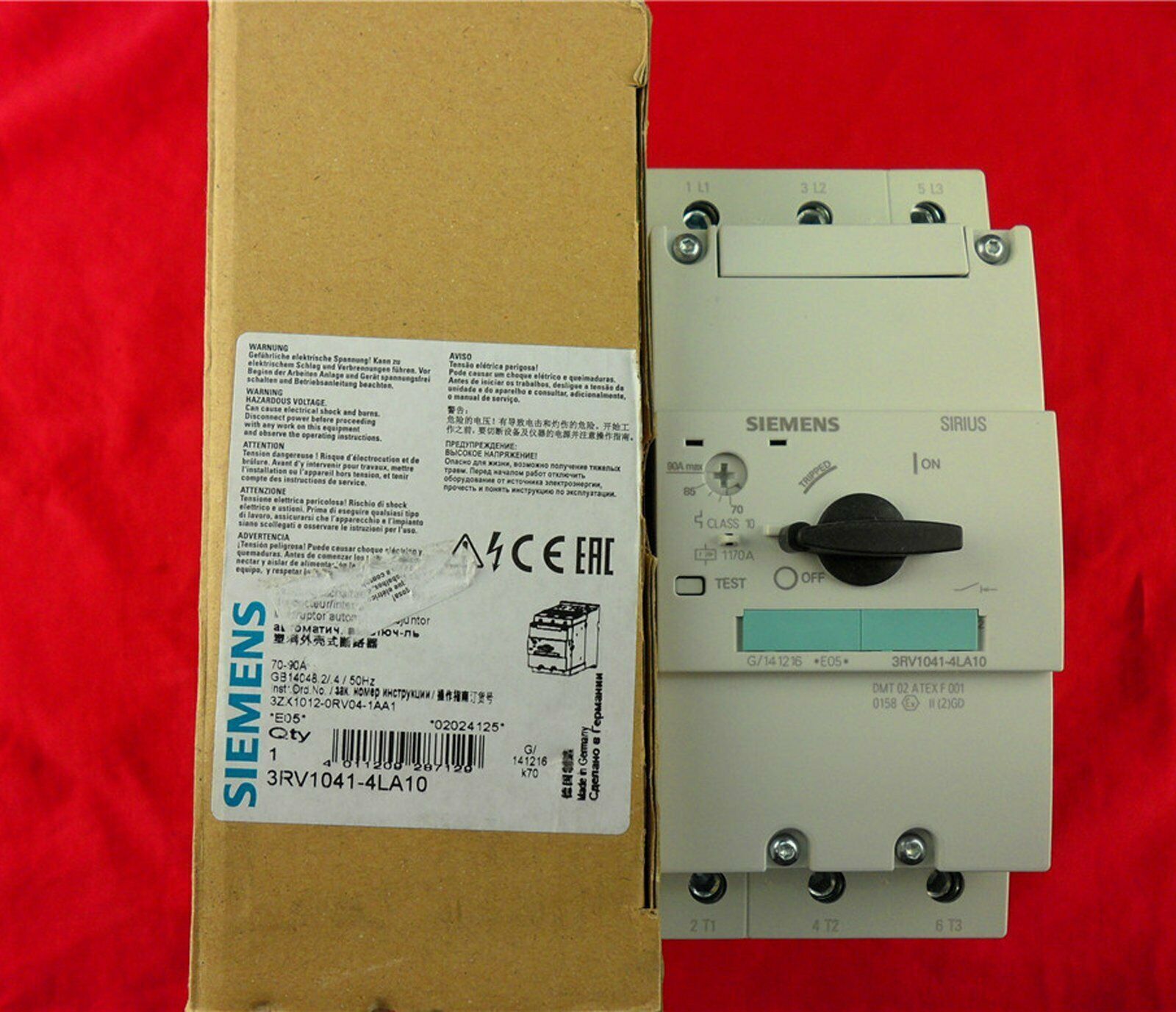 new ONE Siemens Motor Starter Circuit Breaker 3RV1041-4LA10 70-90A  In Box Siemens