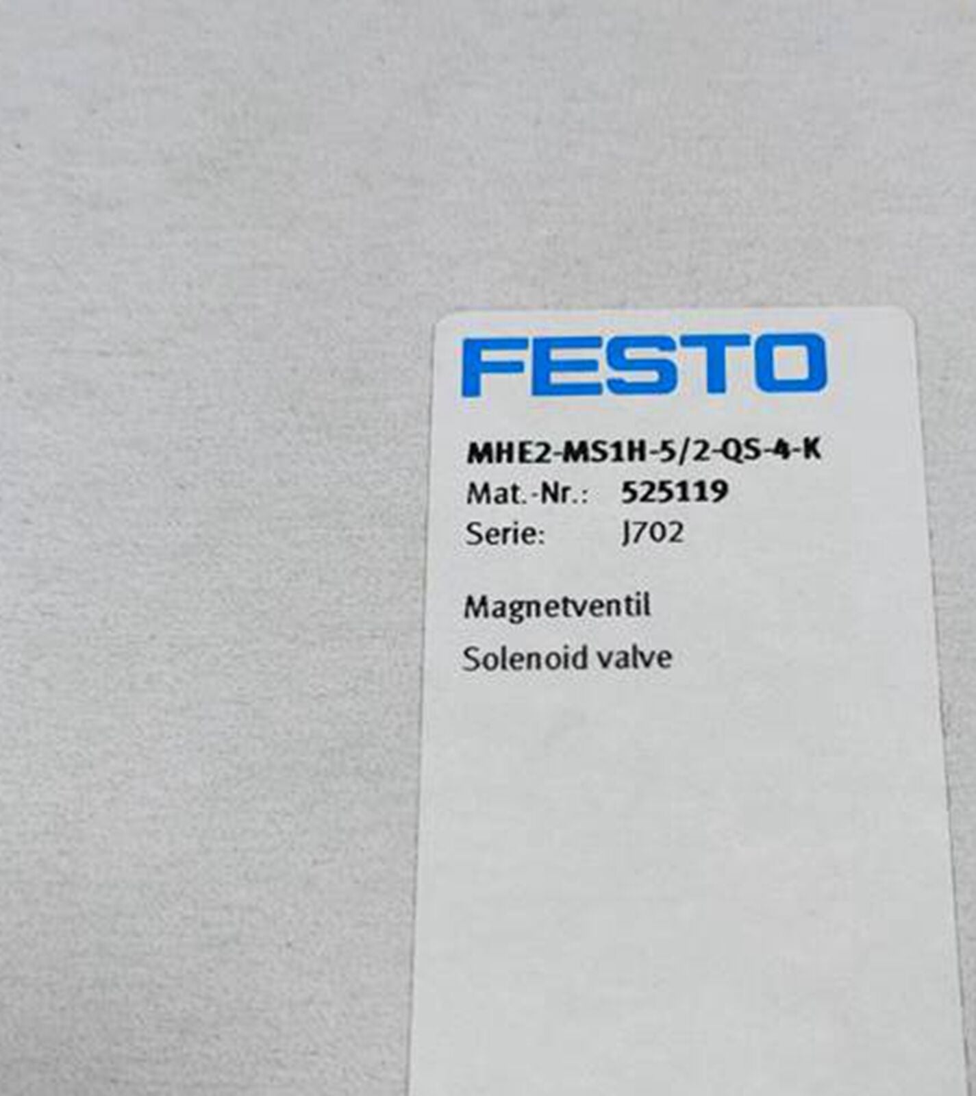 FESTO Solenoid Valve MHE2-MS1H-5/2-QS-4-K 525119 - FESTO