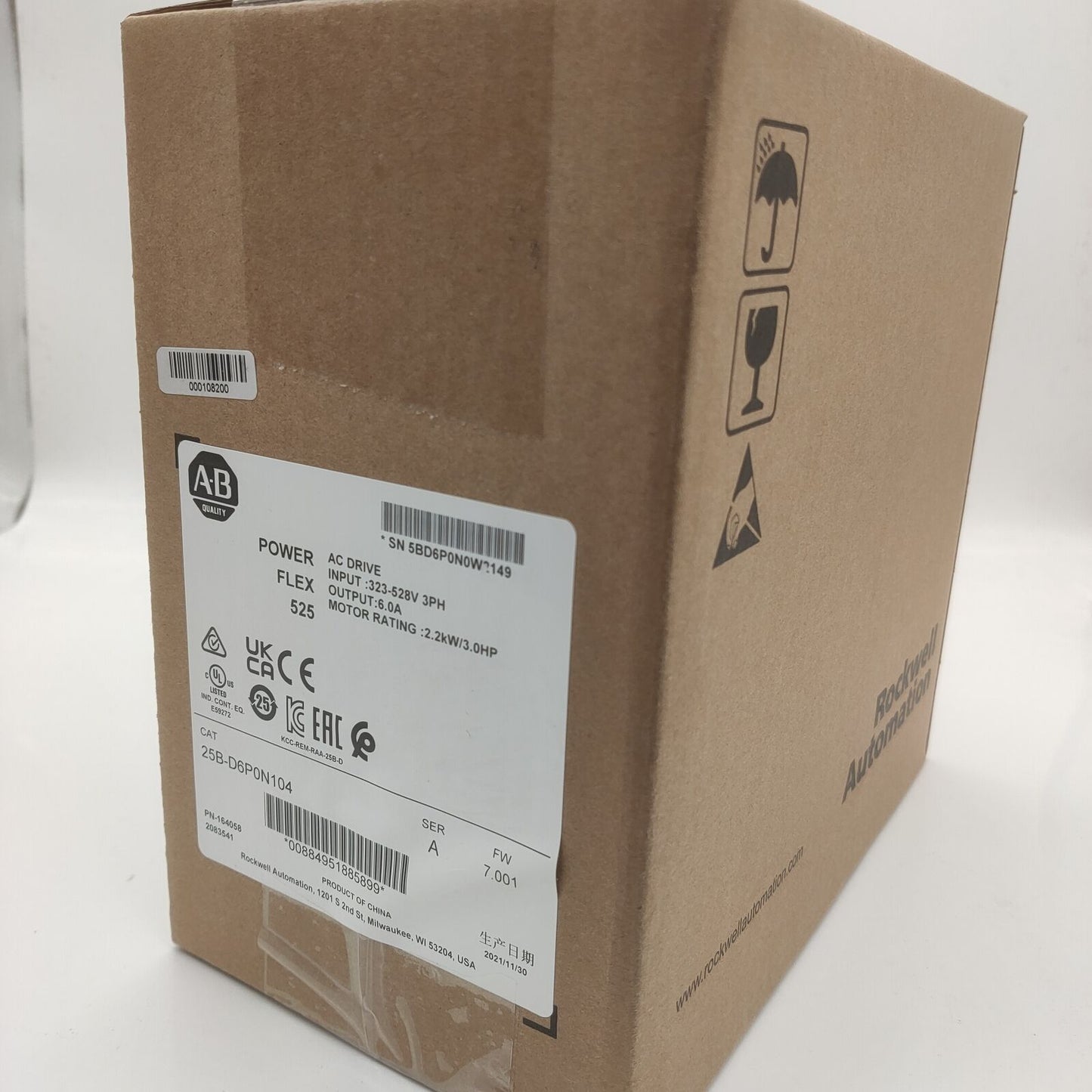 Allen Bradley 25B-D6P0N104 PowerFlex 525 AC Drive 480V 3HP New - ALLEN BRADLEY