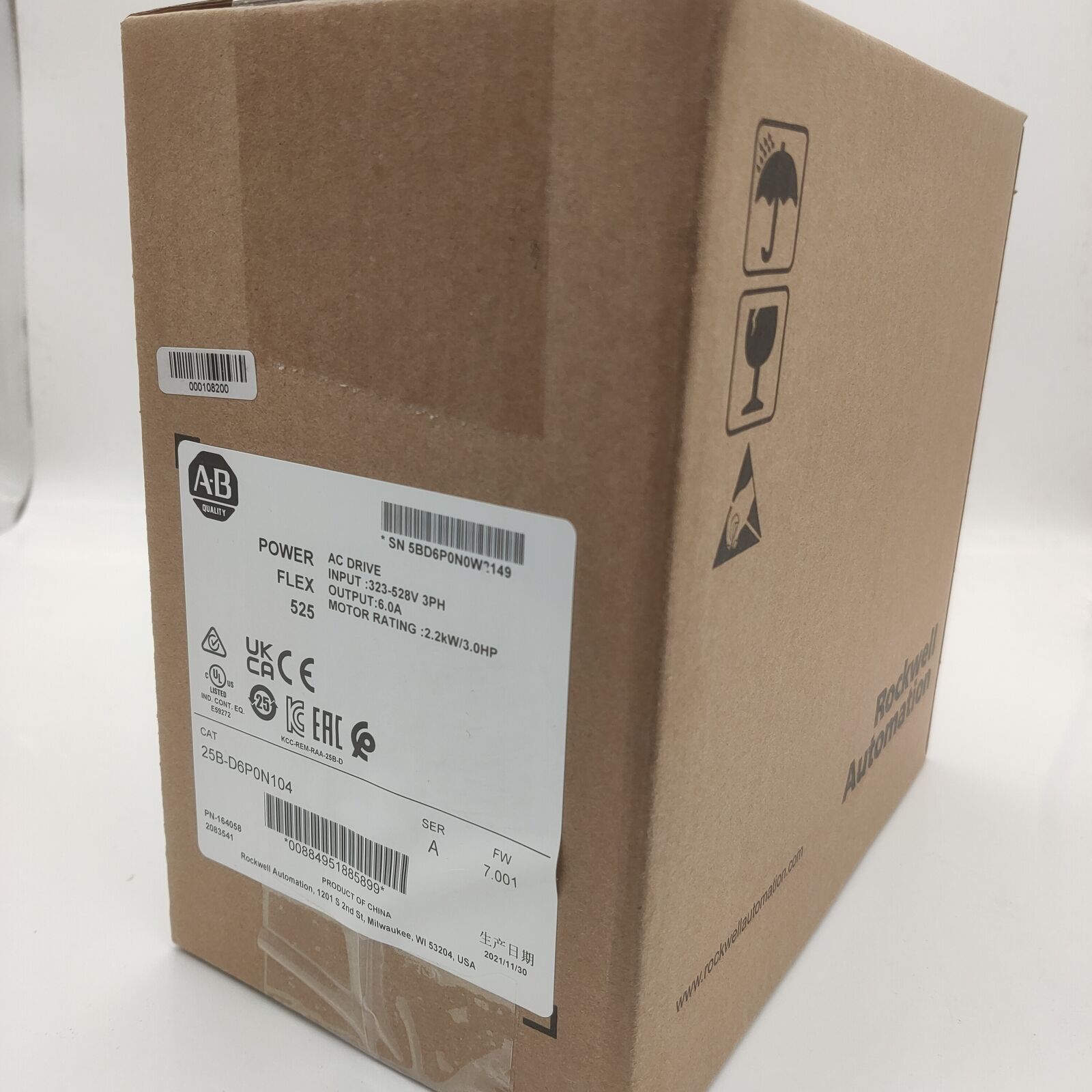 Allen Bradley 25B-D6P0N104 PowerFlex 525 AC Drive 480V 3HP New - ALLEN BRADLEY