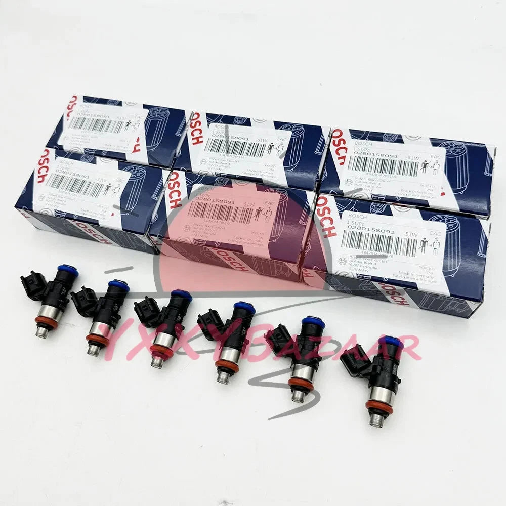 6Pcs Fuel Injector 0280158091 For Bosch Mercury Mazda CX-9 Lincoln 3.5L 3.7L