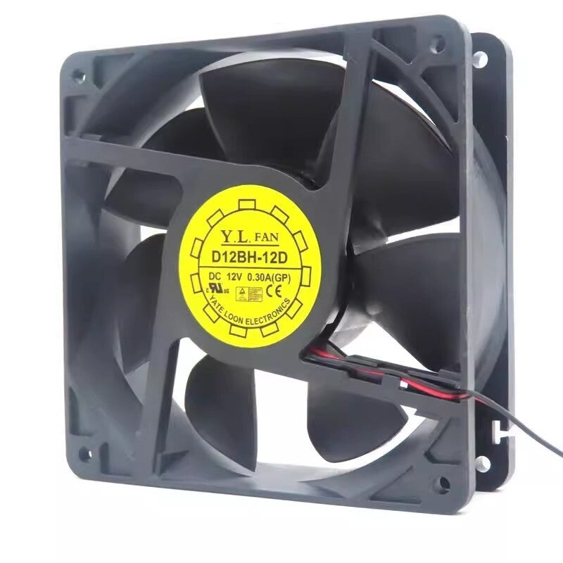 Yate Loon D12BH-12D DC12V 0.30A 12CM 2-Wire Silent Cooling Fan