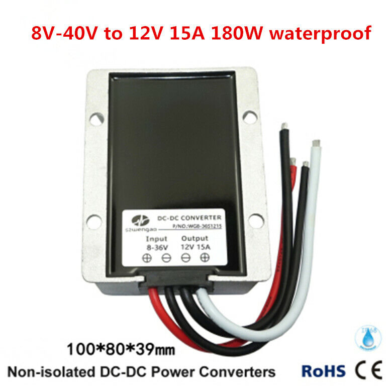 new 8V-40V to 12V 15A 180W Car regulated power supply module 12V to 12V Waterproof - VENDOR NAME