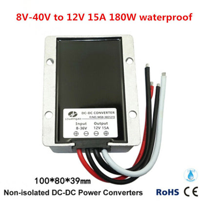 new 8V-40V to 12V 15A 180W Car regulated power supply module 12V to 12V Waterproof - VENDOR NAME