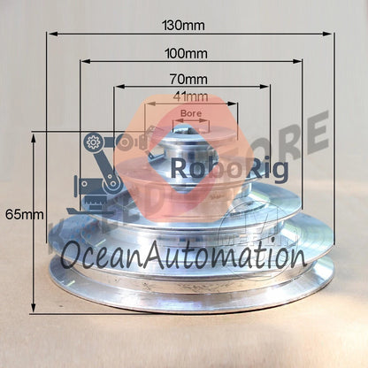 OD 130mm, 4 Step Pulley 16mm Bore for 1/2" = 12.7mm Belt width - Cast Aluminum~