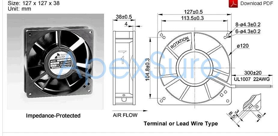 FULLTECH UF13A20-BWH axial flow cooling fan