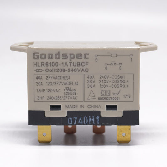 1PC Goodspec HLR6100-1ATUBCF 208-240VAC Compressor Relay 4 Pins 40A