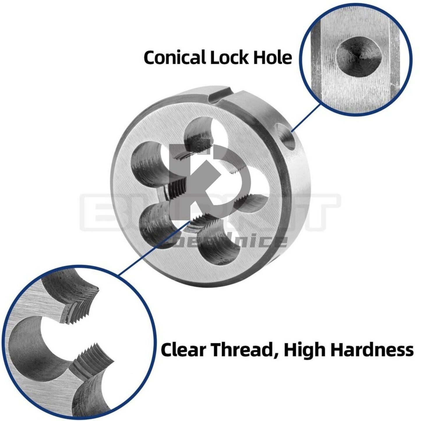 1/2"-16 UN Thread Die Right Hand, 1/2 x 16 UN Round Threading Die