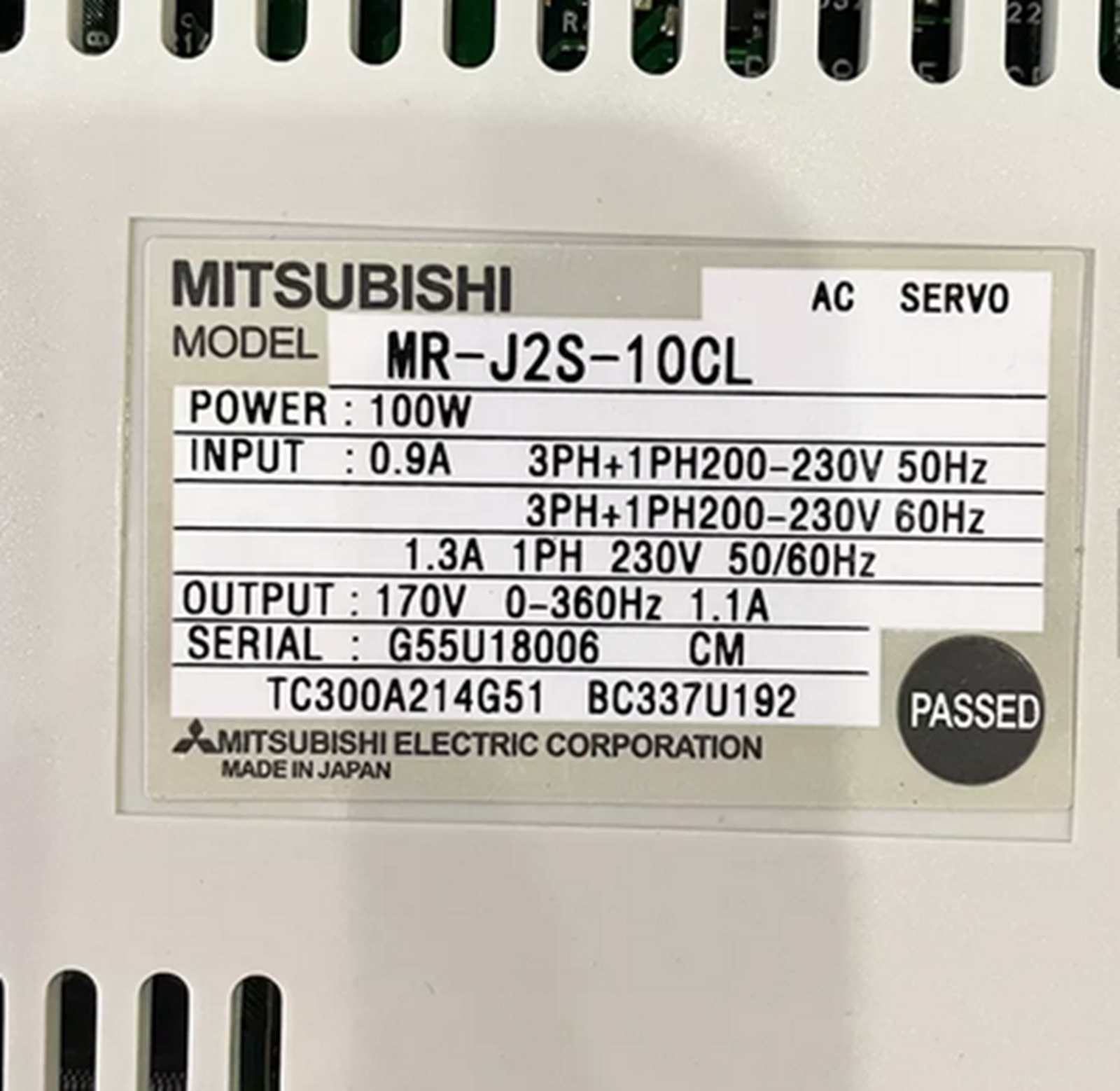 MITSUBISHI MR-J2S-10CL SERVO DRIVE - MITSUBISHI