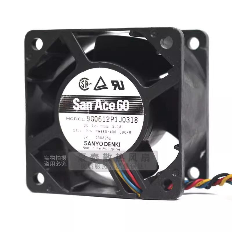 Sanyo 9G0612P1J0318 6038 DC12V 2.1A 6CM 4-Wire Server Cooling Fan