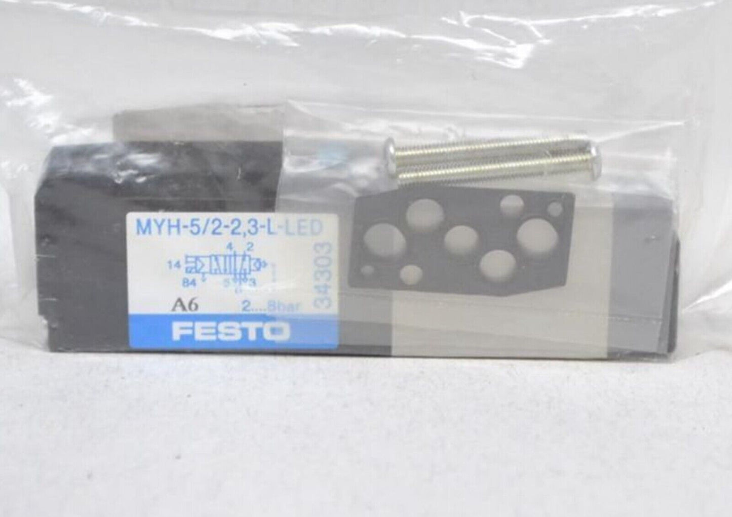 FESTO Solenoid Valve MYH-5/2-2,3-L-LED 34303 - 2-way solenoid valve with LED indicator and 1/2 inch port - FESTO
