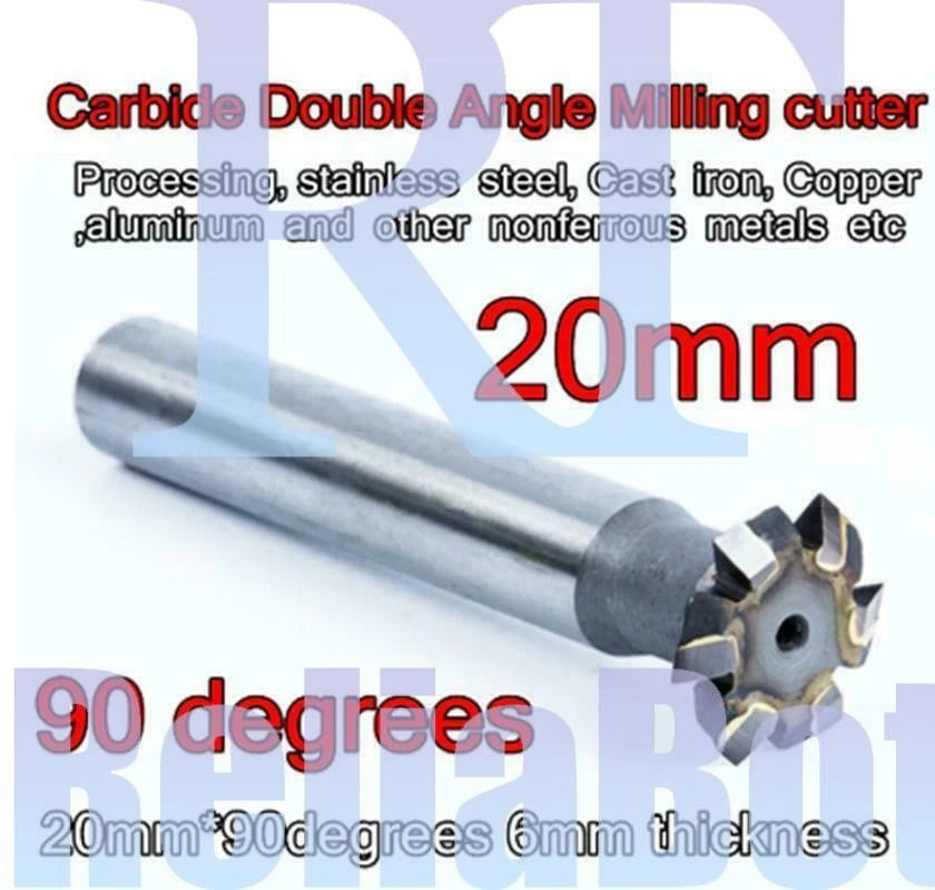 1Pcs 20mm*90 degrees 6mm thickness Carbide Double Angle Milling cutter