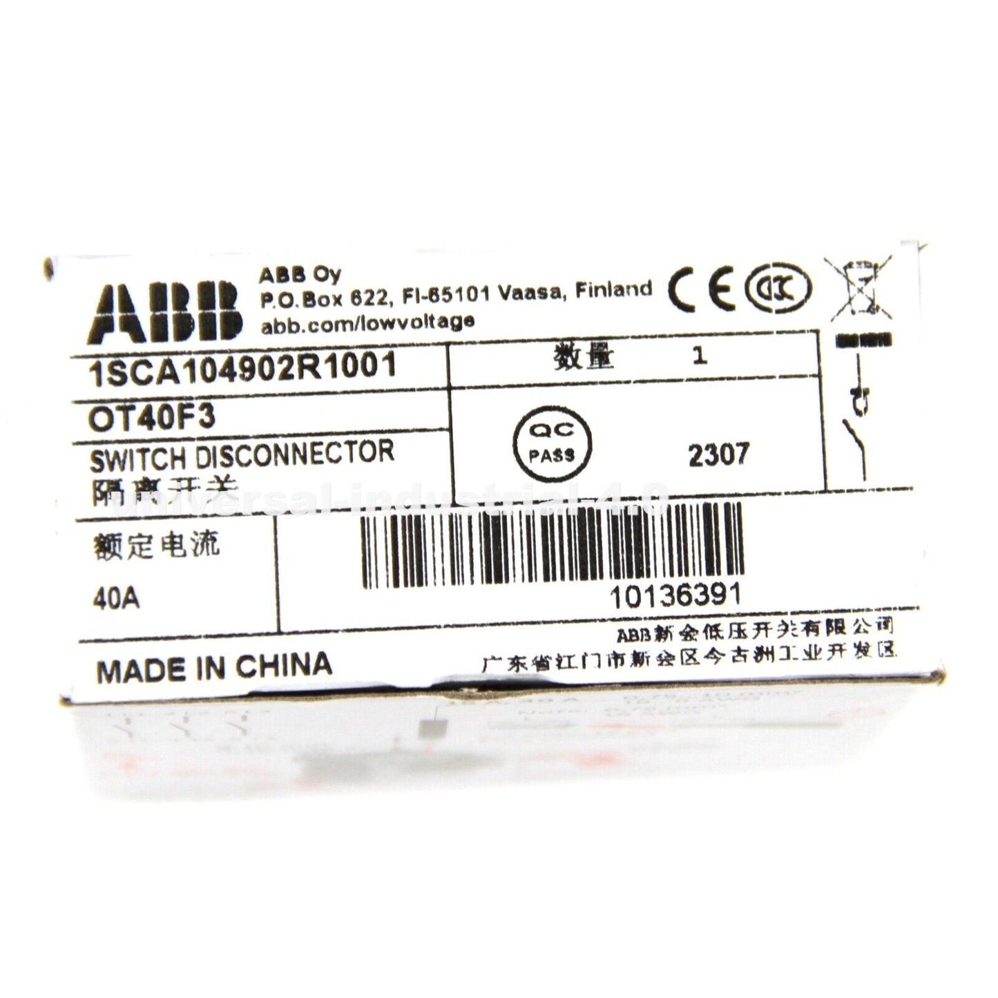 ABB OT40F3 3-Pole 40A 3-Phase Disconnect Switch - ABB