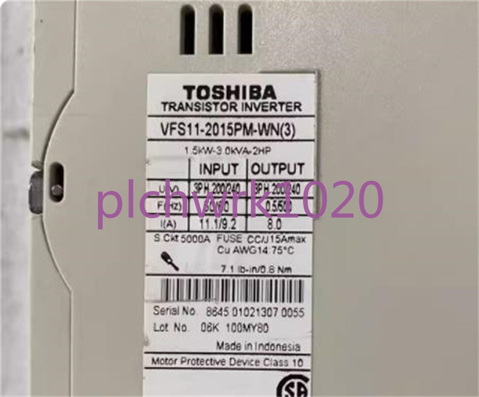 used 1PCS Toshiba Inverter VFS11-2015PM-WN(W3) 1.5KW 220V in good condition#HL