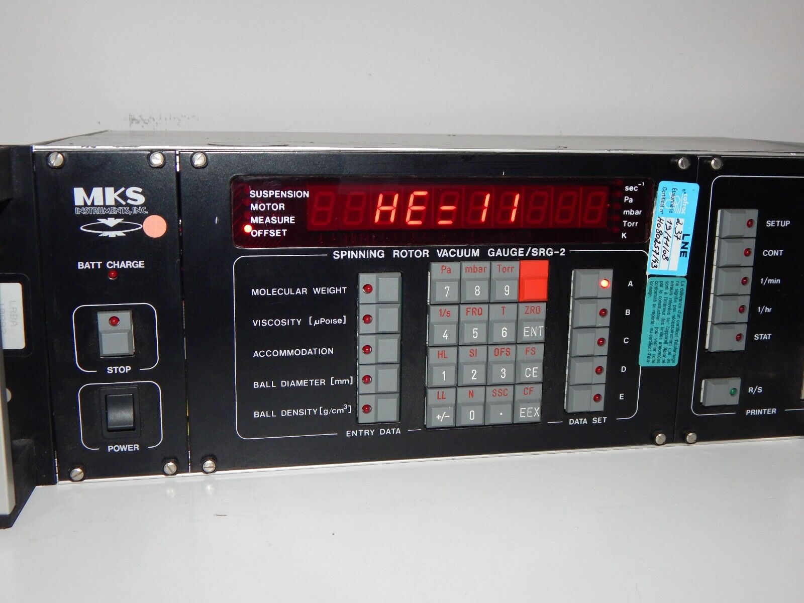 used MKS Instruments SRG-2 Spinning Rotor Vacuum Gauge Controller - MKS INSTRUMENTS