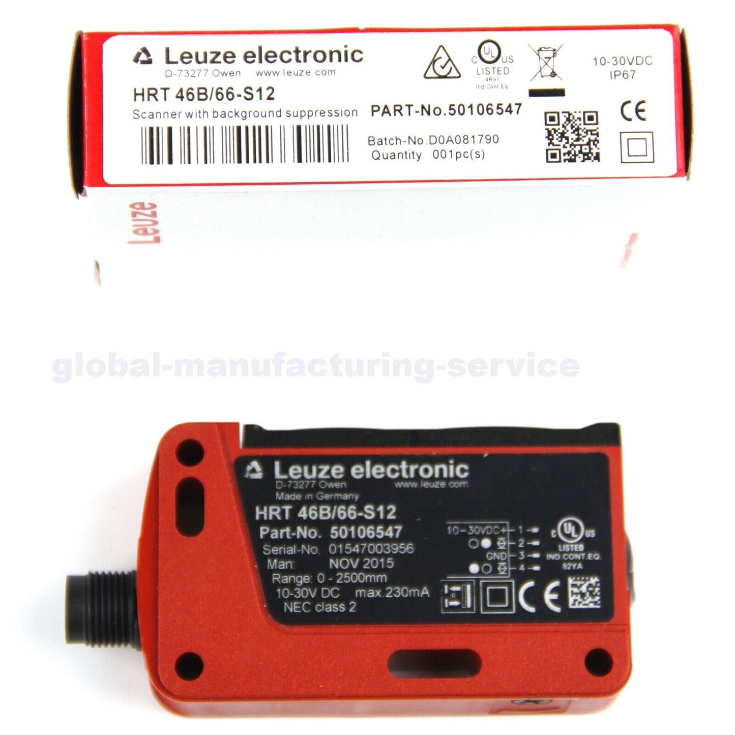 LEUZE HRT 46B 66-S12 Diffuse Reflective Sensor - New In Box - LEUZE