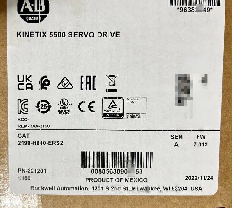 Allen Bradley Factory-Sealed Kinetix 5500 SERVO DRIVE US 2198-H040-ERS2 AB - ALLEN BRADLEY