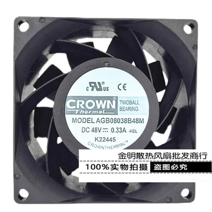 CROWN AGB08038B48M 8038 DC48V 0.33A 8CM Inverter Cooling Fan