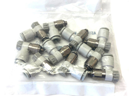 SMC AS1201F-M5-06A One-Touch Flow Control Valve Fitting 6mm OD Tube PKG OF 10