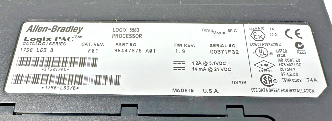 used Allen-Bradley 1756-L63 Processor