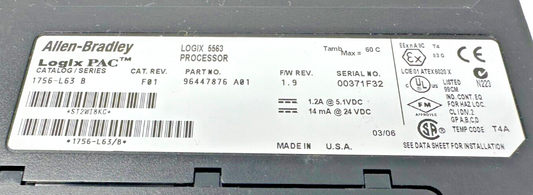 used Allen-Bradley 1756-L63 Processor - ALLEN-BRADLEY