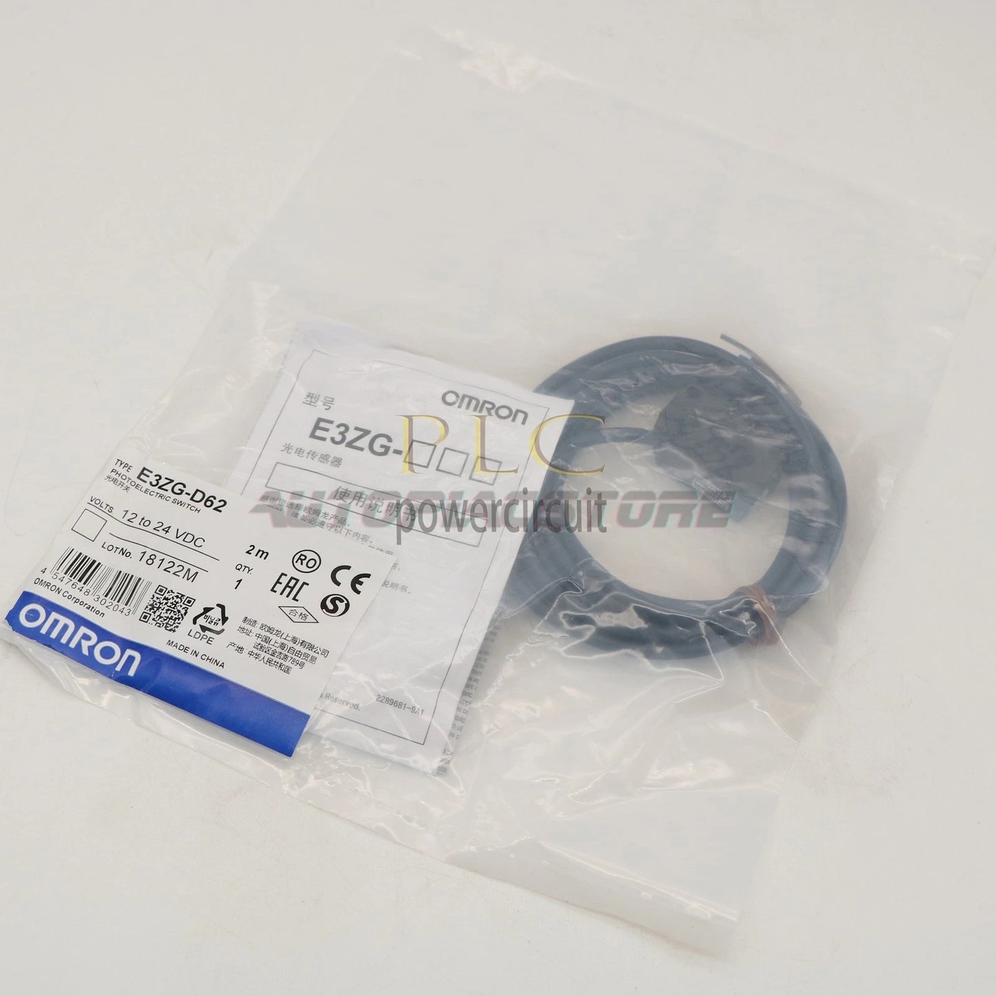 Omron E3ZG-D62 Photoelectric Sensor 2M 12-24VDC N ew 1PCS