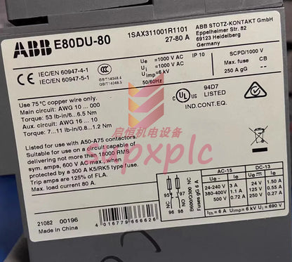 1pcs ABB electronic overload relay E80DU-80 (27-80A)