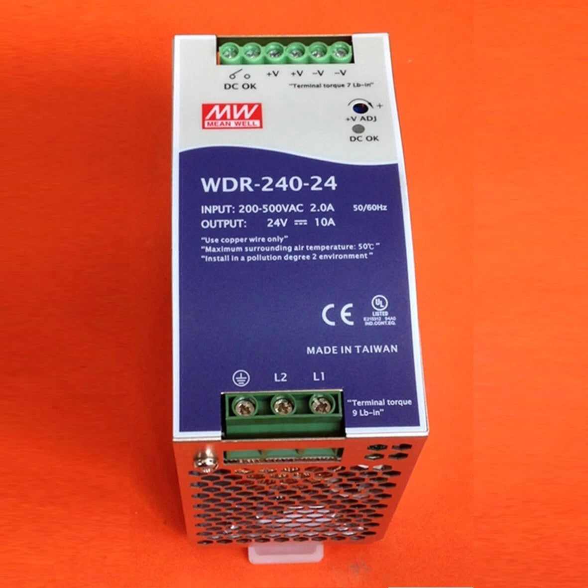 MEAN WELL WDR-240-24 24V 10A 240W Single Output DIN-Rail Power Supply