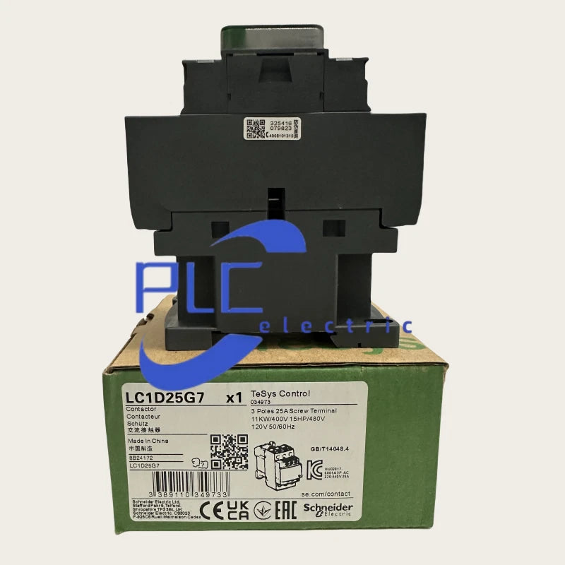 LC1D25G7 Schneider contactor 3 phase 3 NO, 120VAC 50/60Hz coil US Inventory
