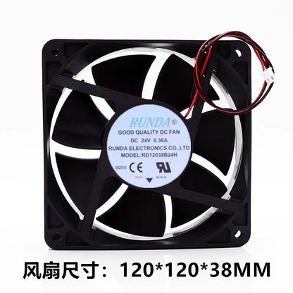 RUNDA RD12038B24H 12038 DC24V 0.36A 2-Wire Cooling Fan