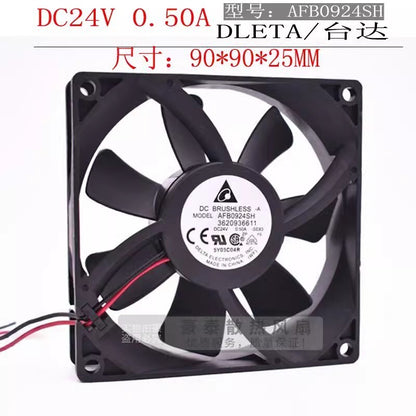 DELTA AFB0924SH 9025 DC24V 0.50A 9CM 2-Wire Dual Ball Cooling Fan
