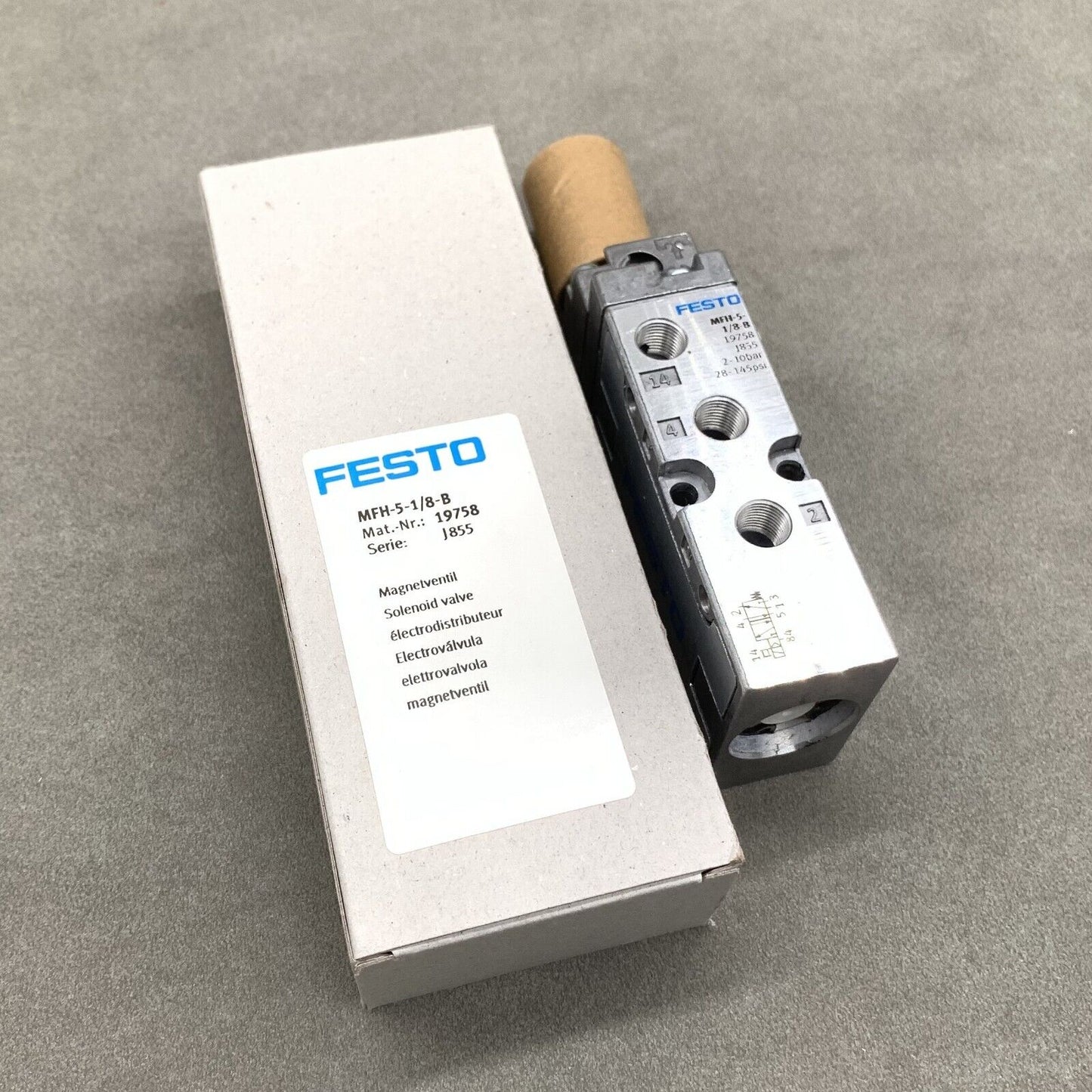 new In Box FESTO MFH-5-1/8-B 19758 Solenoid Valve - FESTO