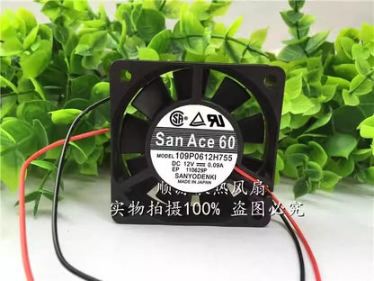 SANYO 109P0612S755 DC12V 0.09A 2-Wire Silent Cooling Fan