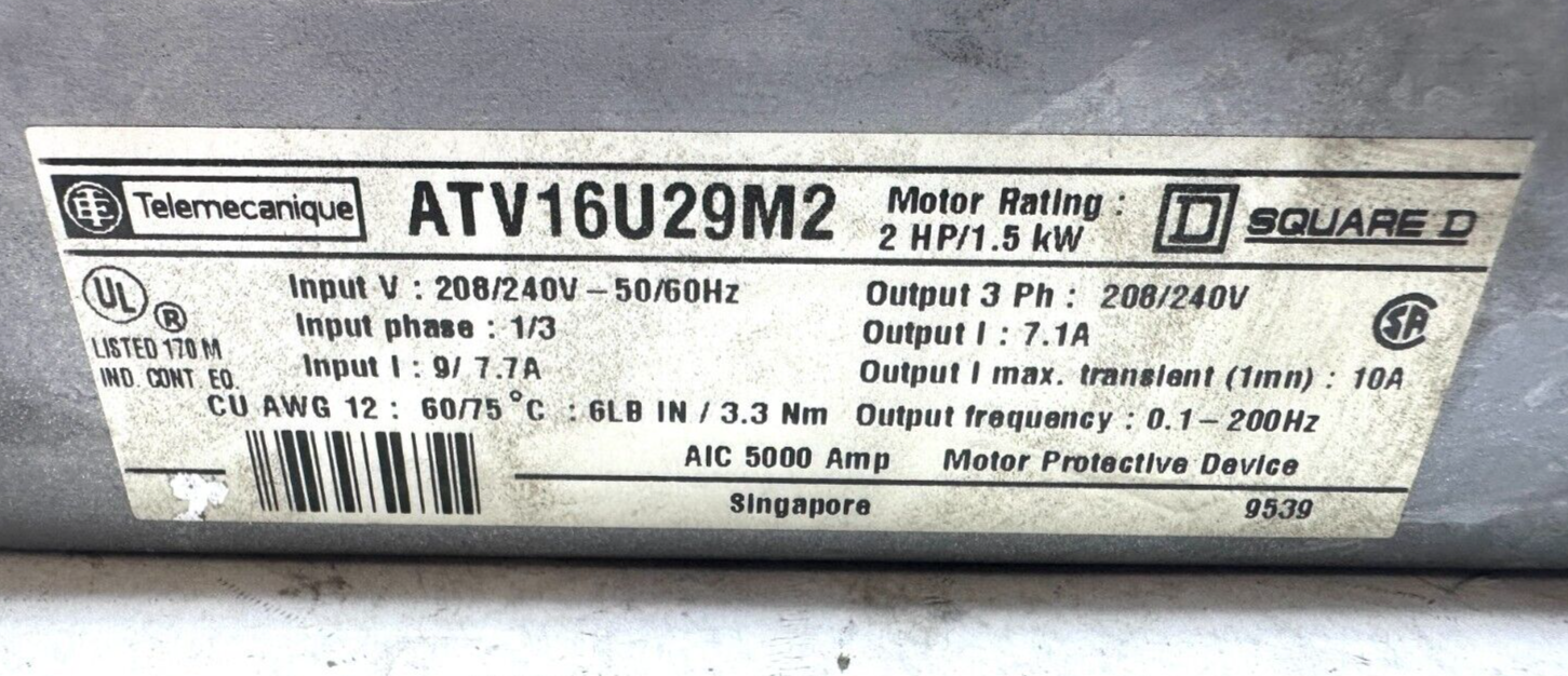 used Telemecanique Square D ATV16U29M2 Altivar 16 AC Drive - TELEMECANIQUE SQUARE D