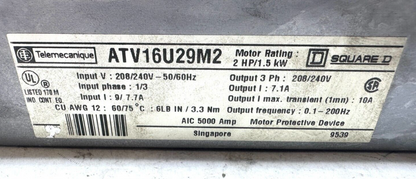 used Telemecanique Square D ATV16U29M2 Altivar 16 AC Drive - TELEMECANIQUE SQUARE D