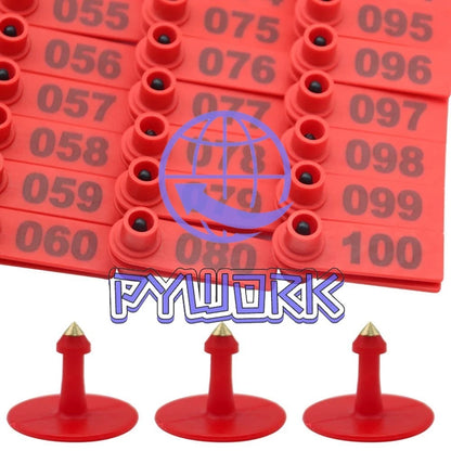 Sheep Ear Tag 001-100 Number Plastic Livestock Tags Goat With Punch Applicato...